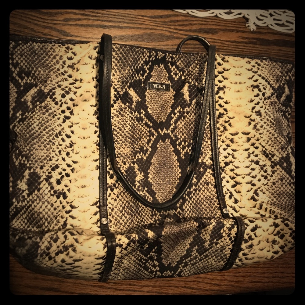 Tumi Snake Print w/ leather Trim Tote